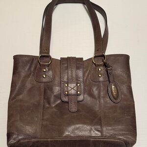 Born Gray Leather Tote Bag